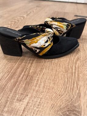 ANTHROPOLOGIE Jeffrey Campbell Cyrus Scarf Bow Mule Heels – Size 8